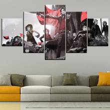 Carteles de personajes de Anime Attack On Titan, impresiones en HD, pinturas en lienzo para decoración de pared, arte para decoración del hogar, imágenes para sala de estar, 5 paneles 2024 - compra barato