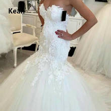 Elegante vestido de casamento sem alças sereia applique grânulos vestido de noiva vestido de noiva vestido de noiva árabe de mariee 2024 - compre barato