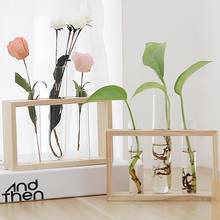 Handmade Home Office Modern Test Tube Planter Hydroponics with Wood Stand Landscape Glass Flower Bud Vase Propagating Terrarium 2024 - buy cheap