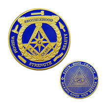 Gold Plated Masonic Brotherhood of Man Commemorative Challenge Coin Collection antique imitation home party decoration 2024 - buy cheap