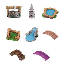 Kit de puente de estanque en miniatura, figuritas artesanales en miniatura, jardín, gnomo, Terrario de musgo, regalo, adorno artesanal, decoración de jardín 2024 - compra barato