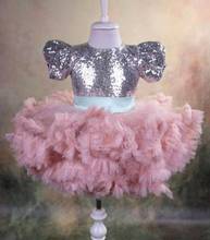 Pink Tutu Outfit Infant Girl Dress Knee Length Backless Sequined Tulle Baby Girl First Birthday Dress Kids Party Gowns Custom 2024 - buy cheap