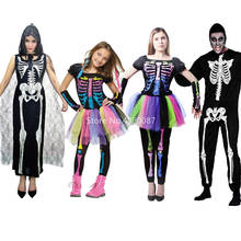 Skeleton Rainbow Scary Cosplay Kids Adult Halloween Dress Women Baby Girl Horror Costume Witch Men Devil Disguise Carnival Party 2024 - buy cheap