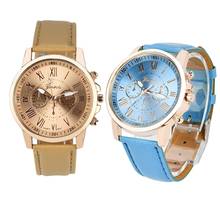 Новинка для женщин Женева римскими цифрами искусственная кожа аналоговые кварцевые часы женские часы модные роскошные брендовые наручные часы 2022 - купить недорого