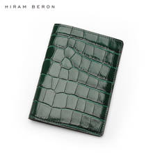 Hiram Beron Personalized Passport Cover Luxury Anti RFID Leather Embossed Crocodile Pattern Luxury Wallet Dropship 2024 - buy cheap