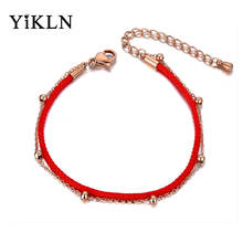 YiKLN Trendy Double Layer Stainless Steel Red Rope Good Lucky Bracelets For Women Girls Ethnic Chinese Bracelet Jewelry YB19145 2024 - buy cheap