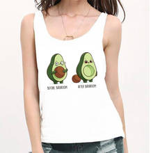 2020 Summer T-shirts Harajuku Kawaii Cartoon Avocado Sleeveless Women Casual Graphic Tee Tops Femme T-shirts 90s Kpop Oversized 2024 - buy cheap