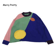 Suéter de malha feliz e bonito, blusão feminino de retalhos, estilo harajuku, bordado, quente para o inverno 2020, em jacquard 2024 - compre barato