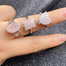 Anéis de pedra natural quartzs rosa, modelos mistos para desgaste diário ou presentes de festas, faixa 18-20 peças 2024 - compre barato