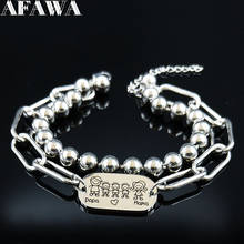 2021 Family Papa Mama 3 Hijos Stainless Steel Bracelet Charm Silver Color Double Layer Bracelet Jewelry moda mujer B18567 2024 - buy cheap