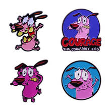 Розовый трусливый собаки эмали штырь Милая брошка мультфильм мужество подарок 2024 - купить недорого