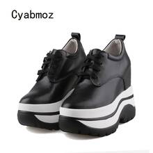 Cyabmoz moda nova plataforma feminina couro genuíno altura crescente sapatos mulher bombas tênis de salto alto sapatos tenis feminino 2024 - compre barato
