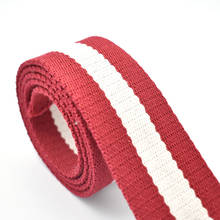 1.5 polegadas vermelho branco listrado tecido de algodão cinta para cães alça de correia correia fivela para coleira 38 mm de largura 2024 - compre barato