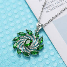 Classic Female Green Red Pendant Necklace Charm Silver Color Chain Necklaces For Women Cute Leaf Zircon Flower Wedding Necklace 2024 - buy cheap