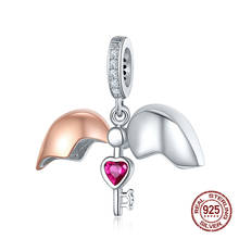 Colgante de llave en forma de corazón para mujer, de Plata de Ley 925, compatible con pulsera y collar original de 3MM, abalorios, fabricación de joyas de regalo 2024 - compra barato