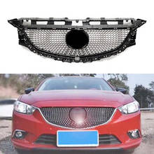 For Mazda 6 Atenza GJ GL 2014 2015 2016 Car Front Bumper Upper Grille ABS Diamond Grill ABS Cover with Chrome Emblem 2024 - buy cheap