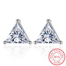 925 Sterling Silver Fine Jewelry AAA+ Zirconia geometry Triangle Stud Earrings For Women brincos de prata S-E210 2024 - buy cheap