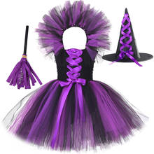 Witch Tutu Dress for Girls Halloween Costumes for Kids Girl Fancy Dresses Knee Length The Witches Child Clothes with Hat Broom 2024 - buy cheap