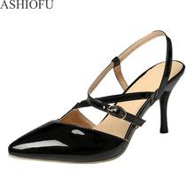 ASHIOFU Wholesale Womens High Heel Pumps Cross-Buckle Strap Party Prom Shoes Fashion Dress Evening Court Shoes 2024 - buy cheap