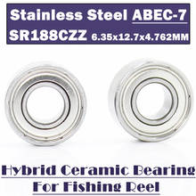 Sr188 zz rolamento 6.35*12.7*4.76mm ABEC-7 ( 2 pces) rolamentos de esferas de aço inoxidável híbrido cerâmica oceano pesca r188 zz 2024 - compre barato