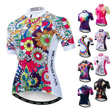 Женская велосипедная футболка Weimostar с коротким рукавом, цветная Цветочная горная велосипедная футболка, Топы, профессиональная командная велосипедная одежда, быстросохнущая велосипедная рубашка 2024 - купить недорого
