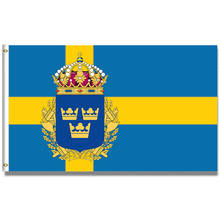 60X90CM/90X150cm/120X180CM The flag of Sweden with Police Badge Banner 100D Polyester Brass Grommets 2024 - buy cheap