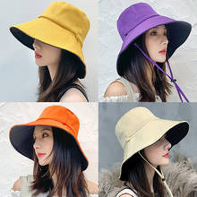 Sombrero de Sol de mezcla de algodón con ala ancha Anti-UV para mujer, sombrero de cubo plegable de verano, visera de playa Coreana de ala grande 2024 - compra barato