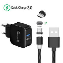 For Samsung A10 A5 A7 2016 J3 J4 Huawei Y5 Y7 2019 8X Honor 9 lite 7A cellphone QC 3.0 Fast charger + magnetic Micro USB Cable 2024 - buy cheap