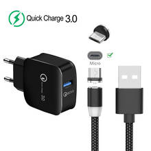 Cargador rápido y Cable microusb magnético para teléfono móvil, para Samsung A10, A5, A7, 2016, J3, J4, Huawei Y5, Y7, 2019, 8X, Honor 9 lite, 7A, QC 3,0 2024 - compra barato