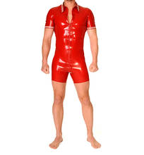 Free Shipping Latex Leotard Polo Catsuit Latex Rubber Bodysuit Front Crtotzh Zipper 2024 - buy cheap