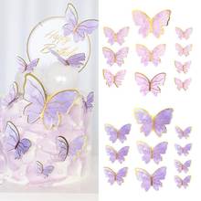 10pcs/set Happy Birthday Cake Toppers Cake Decoration Handmade Painted Butterfly Cake Topper For Wedding Birthday Party 2024 - buy cheap