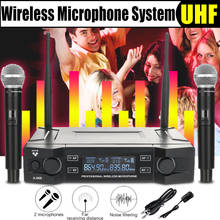 2 Channel UHF Wireless Microphone System 2 Cordless Handheld Mic Kraoke Speech Party supplies Cardioid Microphone Professional 2024 - buy cheap
