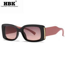 Hbk óculos de sol quadrado pequeno e rosa, óculos de sol com lente degradê verde brilhante, vintage, design de marca com lentes para homens e mulheres 2024 - compre barato
