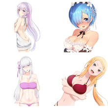 Pegatinas de coche de chica Sexy Re Zero Kara Hajimeru Isekai Seikatsu, calcomanía decorativa de PVC, chica caliente, Anime, Emilia, Render 2024 - compra barato