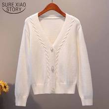 V-neck Twist Casual New Korean Style Loose Outer Solid White Sweater 2022 Autumn And Winter Cardigan Knitted Sweater Women 11845 2024 - buy cheap