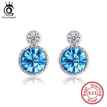 ORSA JEWELS Classic Austrian Crystal Stone Stud Earrings for Women Girls Fashion Genuine 925 Sterling Silver Fewelry SWE06 2024 - buy cheap