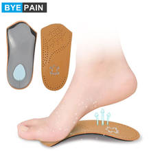 Palmilhas ortopédicas de couro para cuidados com os pés, palmilhas para suporte de arco, palmilha para correção de calcanhar, palmilha respirável, 1 par 2024 - compre barato