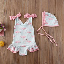 Hot Newborn Baby Girl Flamingo Swimwear One Piece Swimsuit Bow Bikini Monokini Bathing Suit Beachwear Maillots de bain 1-6Y 2024 - compre barato