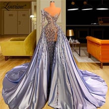 Lowime 2021 See Through Heavy Beading Dubai Evening Dresses Crystals Long Prom Dress Robe De Soiree Illusion Celebrity Dresses 2024 - buy cheap