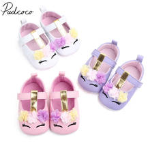 Toddler Newborn Baby Girls Flower Unicorn Shoes Soft PU Leather Shoes Sole Crib Shoes Spring Autumn Pre-walker 0-18M 2024 - buy cheap