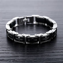 Модный крутой винтажный Серебристый браслет Modyle в стиле панк из нержавеющей стали с крестом черный силиконовый браслет для мужчин 2024 - купить недорого