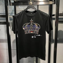 Hot Selling Asian Men's Handsome T-Shirt Luxury Brand Super Big Crown Diamond Oversized Short Sleeve 5XL Top 2024 - buy cheap