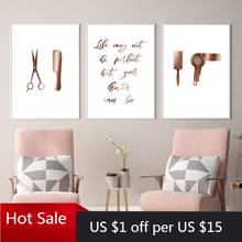 Hair Decor Hair Quotes Canvas Painting Prints Hairstylist Hairdresser Gift Beauty Wall Art Pictures Posters Aesthetic Room Decor 2024 - buy cheap