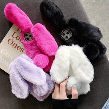 Case for iPhone 12 11 Pro XS Max X XR 12Mini Rabbit Ears Furry fluffy Fur Plush Warm Cover for iPhone 6 6S 7 8 Plus Phone Case 2024 - buy cheap