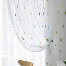 Christmas Tree Tulle Curtains For Living Room Modern Embroidered Voile Sheer Curtain Treatments For Child Bedroom Window Drapes 2024 - buy cheap