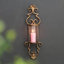 Wall Hanging Iron Holder Candle Metal Gold Retro Wall Candle Holders Nordic Candlestick Wedding Bougeoir Tea Light Holder 2024 - buy cheap