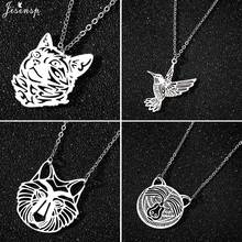 Jisensp Cute Kitten Pendant Necklace Stainless Steel Lion Bird Animal Necklaces Engagement Jewelry for Women Wedding Gift 2024 - buy cheap