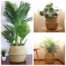 Nordic Home Decoration Natural Seagrass Woven Basket Household Foldable Rattan Flower Pot Laundry Storage Baskets Home Decor 2024 - buy cheap