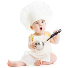 Conjunto de 2 unids/set de delantal de Chef para bebé y niño, Gorro de cocinero blanco para niño y niña, accesorios de fotografía para recién nacido, disfraz para bebé de 0 a 12 meses 2024 - compra barato