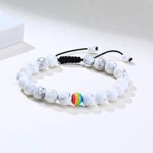 Women Men Rainbow Beaded LGBT Strand Bracelets White Stone Adjustale Braided Wristbands LGBT Jewelry 2024 - buy cheap